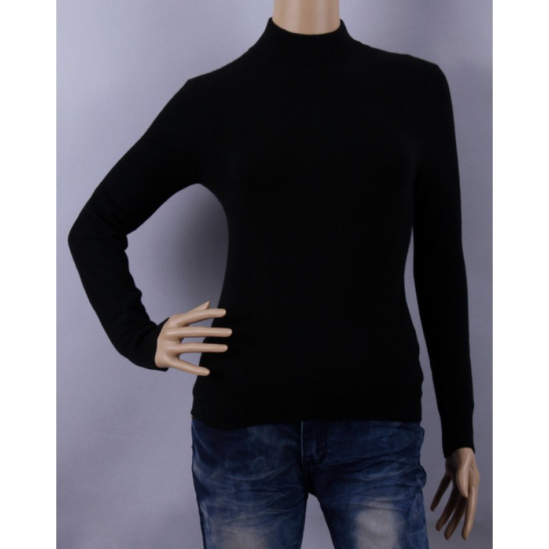100%Cashmere Sweater Pullover Black Turtleneck Lady Winter Sweater  